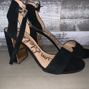 Sam Edelman black amd gold heel shoes with buckles size 9.5